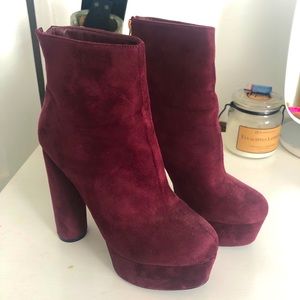 Maroon Platform Suede Heels